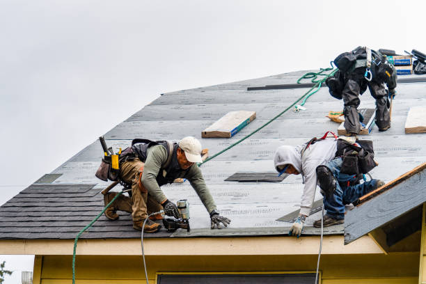Professional Gutter Installation technician working in Mahopac Falls, NY